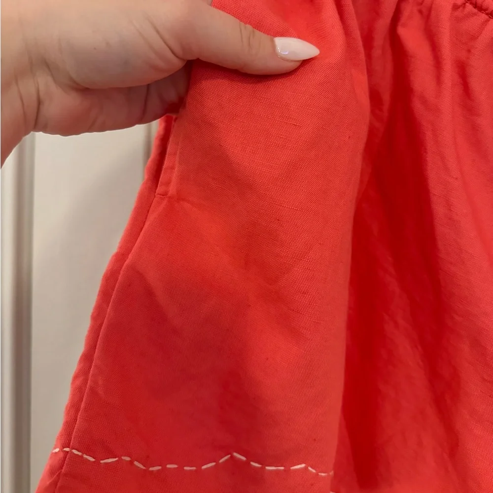 NWOT By Anthropologie Coral Linen Double Waistband Shorts size M - Picture 8 of 12